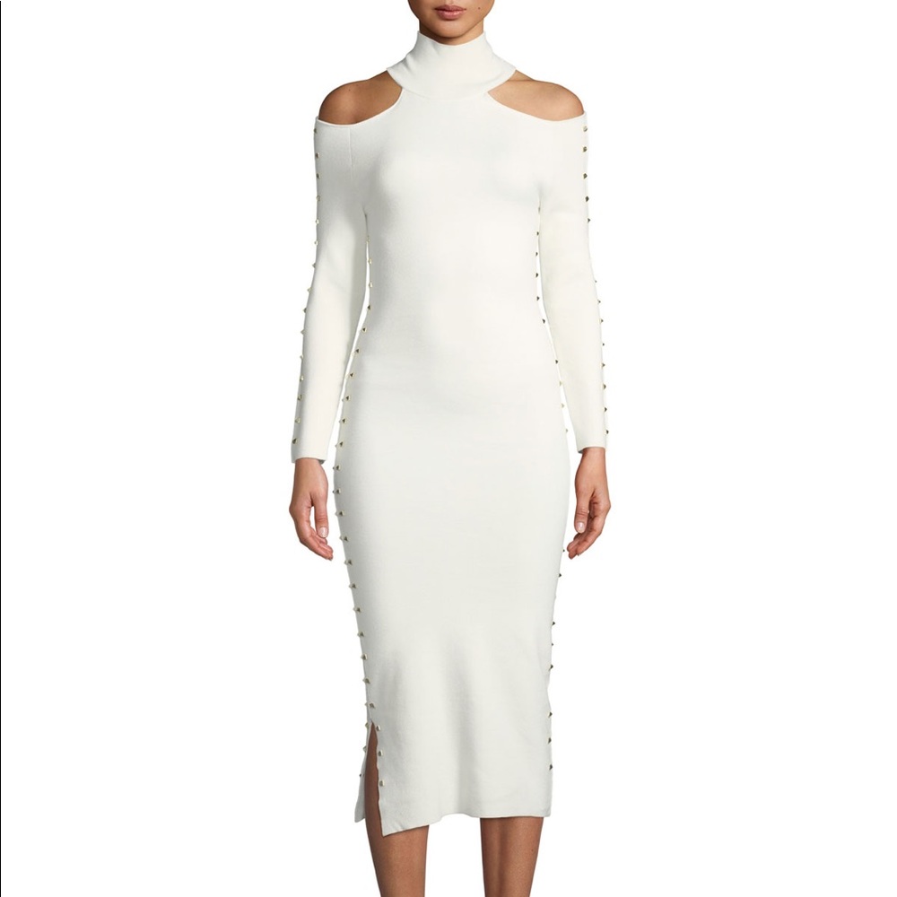 Alice+Olivia Kahlo Studded cold-shoulder Dress